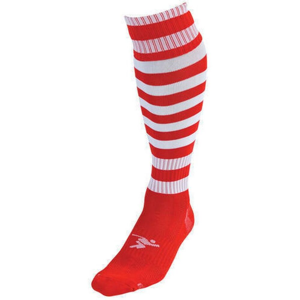 Precision Childrens/Kids Pro Hooped Soccer Socks / Red/White